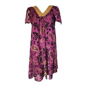 Piper‎ & Scoot Dress Womens Size S Small Purple Velvet Paisley Boho Whimsigoth